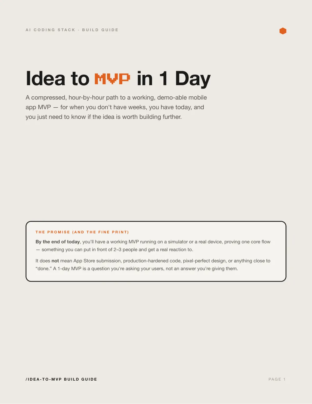 Idea to MVP in 1 Day, page 1