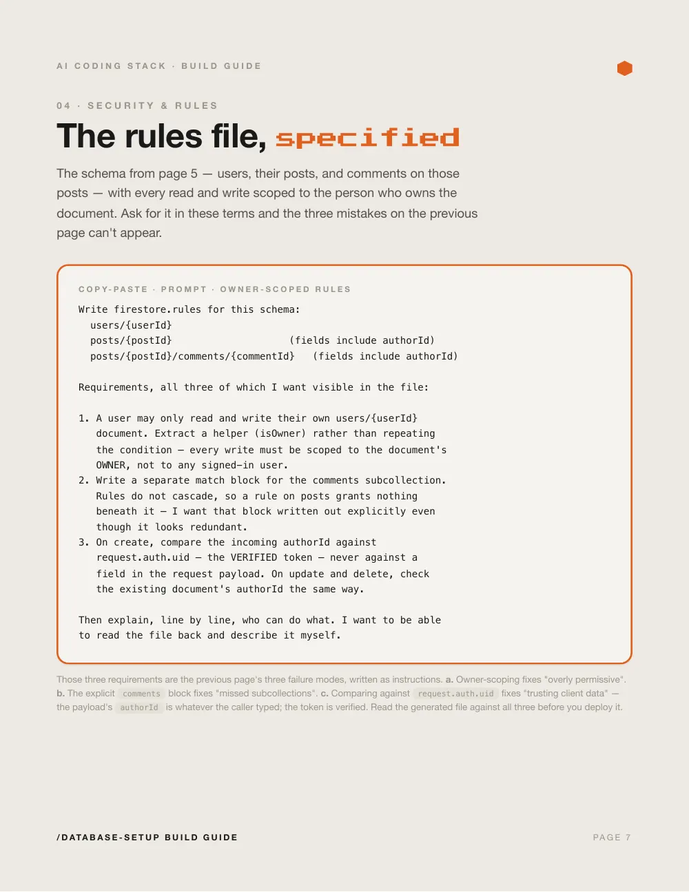 Database Setup, page 7